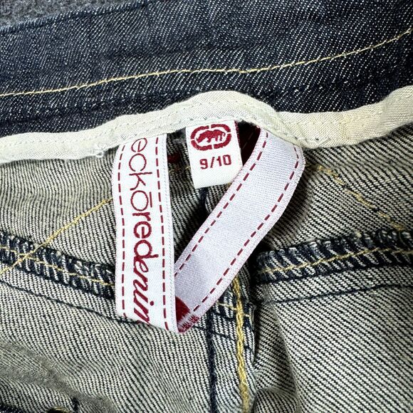 Echo Red Denim Jeans Women's 13/14 Blue Dark Wash Cargo Pockets Embroidered - Picture 9 of 11